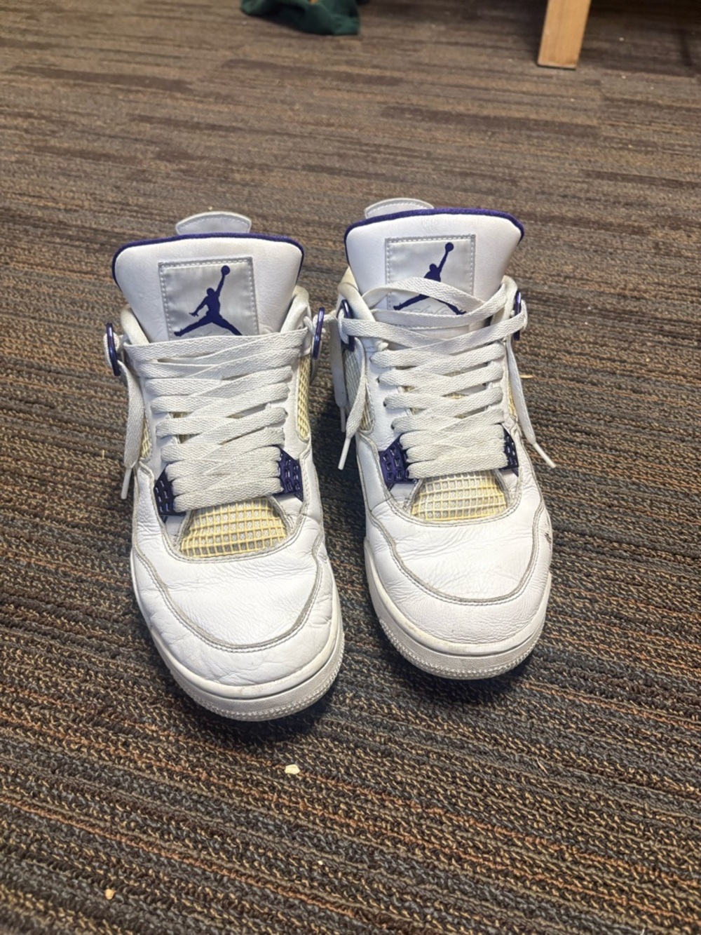 Jordan Kids White and Purple High-Top Sneakers